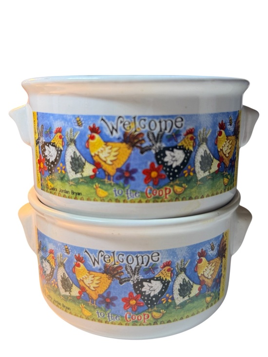 debra jordan bryan Other - Debra Jordan Bryan Vintage Welcome to the Coop Ceramic Baking Dishes - Set of 2